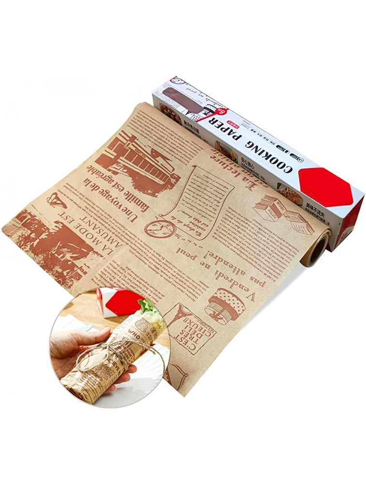 Parchment Baking Paper Roll High Temperature Resistant Non-stick Waterproof Greaseproof Baking Paper Air Fryer Steaming Grilling Food Wrap Paper Cooking Paper 0.98 x 26.24 FT Brown*1 - B1Y29KKCK