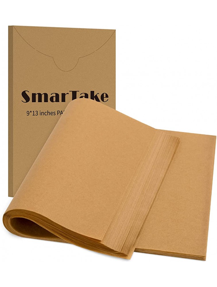 SMARTAKE 200 Pcs Parchment Paper Baking Sheets 9x13 Inches Non-Stick Precut Baking Parchment for Baking Grilling Air Fryer Steaming Bread Cup Cake Cookie and More Unbleached - B7CJ6FWQZ