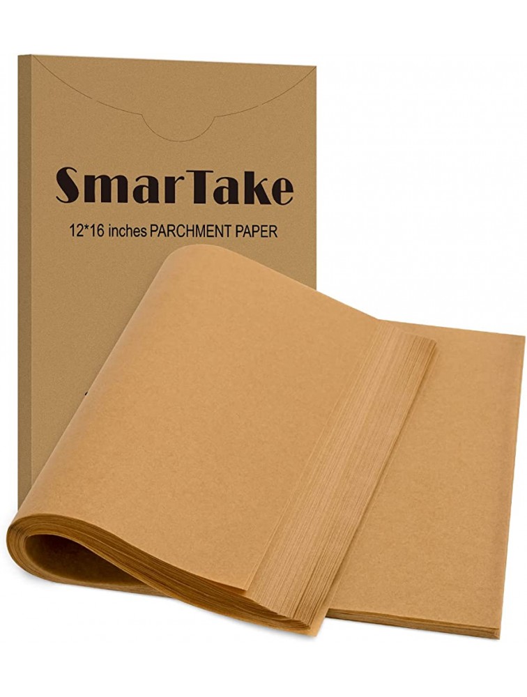 SMARTAKE 300PCS Parchment Paper Sheets 12 x 16 IN Pre-Cut Baking Parchment Non-Stick Kitchens Cookie Baking Paper for Oven Grilling Air Fryer Steaming Bread Cake Cookie Meat Pizza Unbleached - BJIXRM5TQ