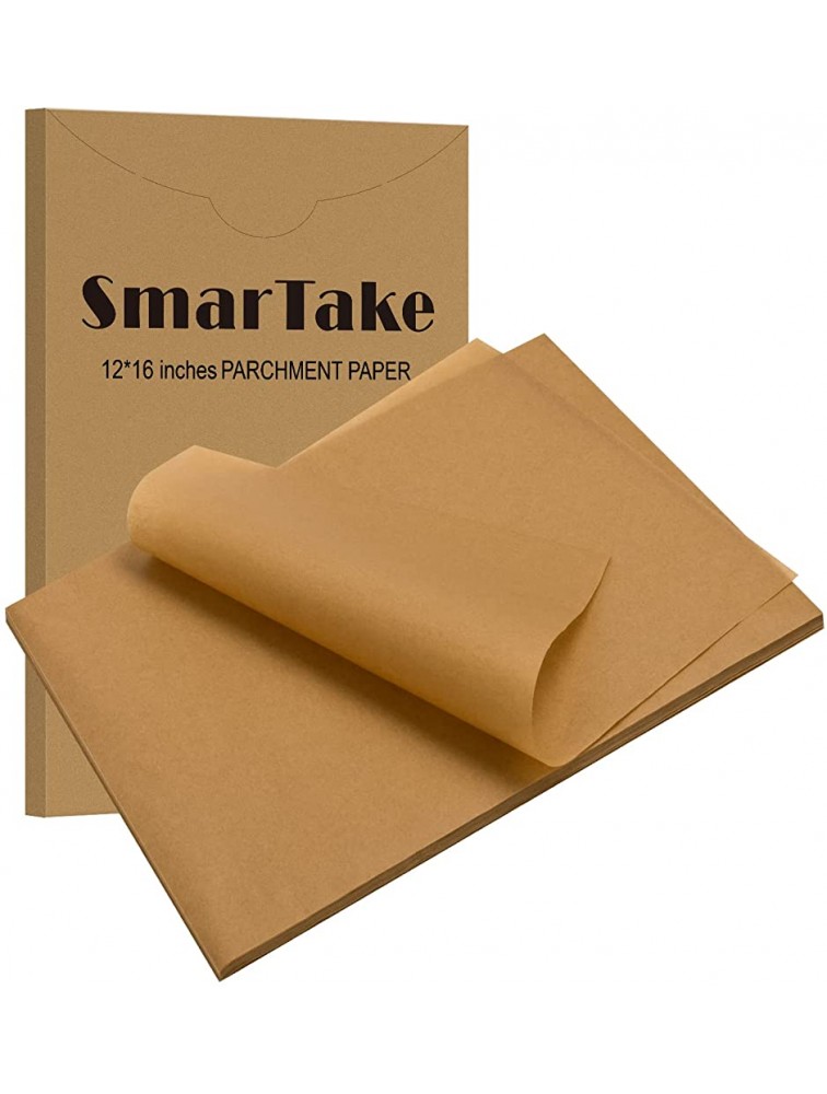 SMARTAKE 400PCS Parchment Paper Sheets 12 x 16 IN Pre-Cut Baking Parchment Non-Stick Kitchens Cookie Baking Paper for Oven Grilling Air Fryer Steaming Bread Cake Cookie Meat Pizza Unbleached - BYSPOO69B
