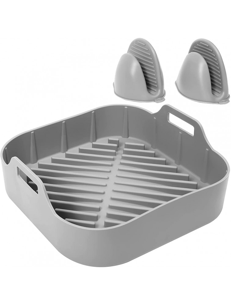 SMARTAKE Air Fryer Silicone Pot Easy Cleaning Air fryer Oven Accessory Replacement of Parchment Paper Liners Food Safe Reusable Air Fryer Basket for 6.5 QT or Bigger Square 8.1'' X 2.0'' Grey - BAQ6XPMX4