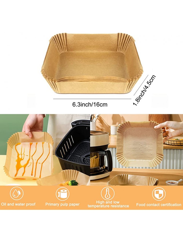 TrendyChic 100Pcs Air Fryer Disposable Paper Liner Square,Air Fryer Liners,Water-Proof,Oil-Proof,Non-Stick,Food Grade Parchment Paper for Air Fryer Roasting Microwave 6.3 Inch,Natural - B9RD1M1KA