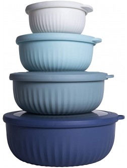COOK WITH COLOR Prep Bowls 8 Piece Nesting Plastic Meal Prep Bowl Set with Lids Small Bowls Food Containers in Multiple Sizes Blue Ombre - BZ7ULDYG7