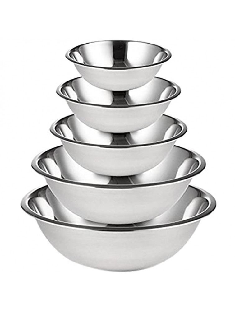 Culinary Depot Mixing Bowls Stainless Steel Set of 5 Polished Mirror Finish Nesting Bowls ¾ 1 ½ 3 4 and 5 Quart Cooking Supplies - BIV89KI7G