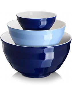 DOWAN Ceramic Mixing Bowls for Kicthen Large Sering Bowls 4.25 2 0.5 Qt Set of 3 Versatile Nesting Salad Bowls for Space Saving Storage Microwave & Dishwasher Safe Great for Cooking Baking - B2EKE6FKY