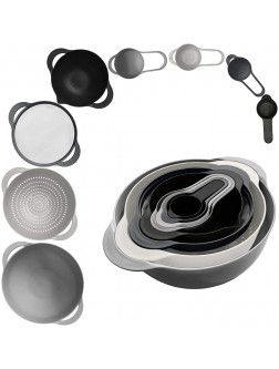 edge Mixing Bowls and Measuring Cup Nesting Set 8 Pieces 2 Mixing Bowls 4 Measuring Cups 1 Colander and 1 Sifter Charcoal - BFRKSB2CD