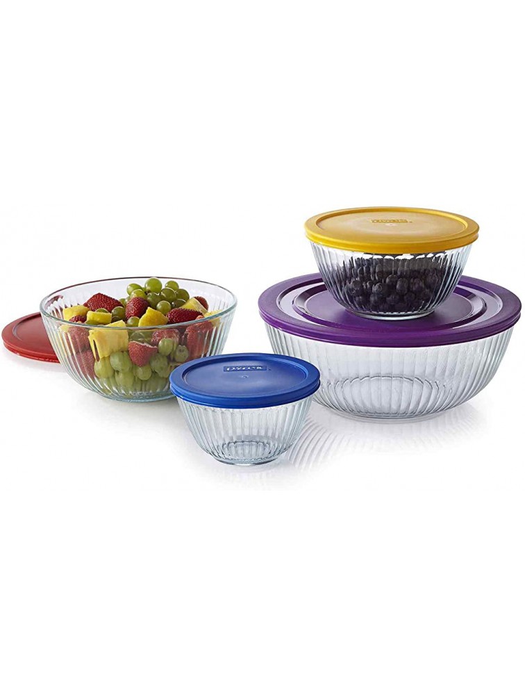 Pyrex 1112377 8-pc Sculptured Mixing Bowl Set ,Blue.Purple.Yellow.Red ,Blue.Purple.Yellow.Red. - BVGBOHTEC