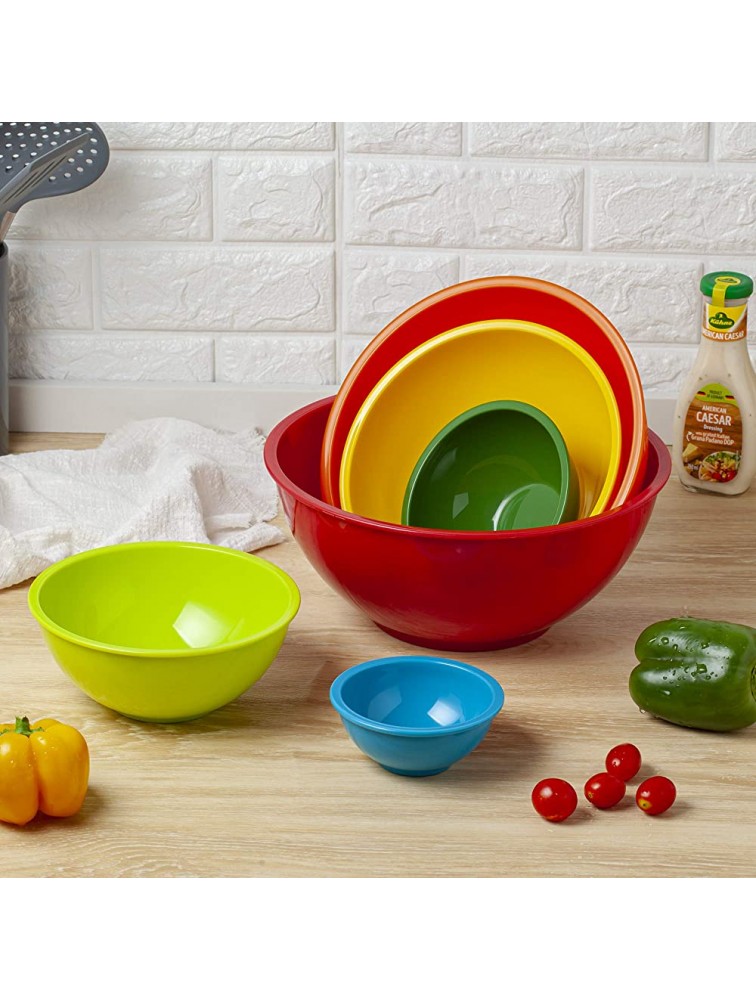YIHONG 6 Pcs Plastic Mixing Bowls Set Colorful Serving Bowls for Kitchen Ideal for Baking Prepping Cooking and Serving Food Nesting Bowls for Space Saving Storage Rainbow - BVOOFNPC8