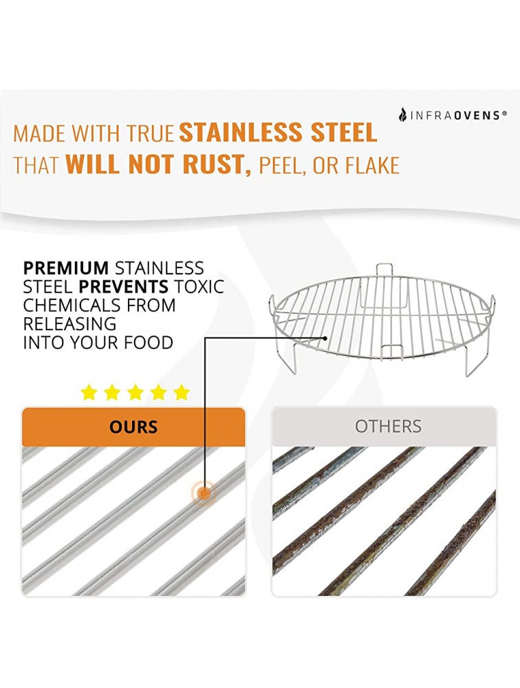 2 inch Anti Rust Stainless Steel Grill Rack Compatible with Nuwave® Oven Pro Pro Plus Elite Breville Black & Decker Convection Oven Replacement Stackable Reversible 1 inch for Cooking Cooling - BLHC9R8B2