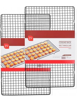 [2 Pack] Cooling Racks for Baking 16”x10” Carbon Steel Wire Cooling Rack Fits Half Sheet Pan Cooling and Oven Baking Rack - B2NET9NYI