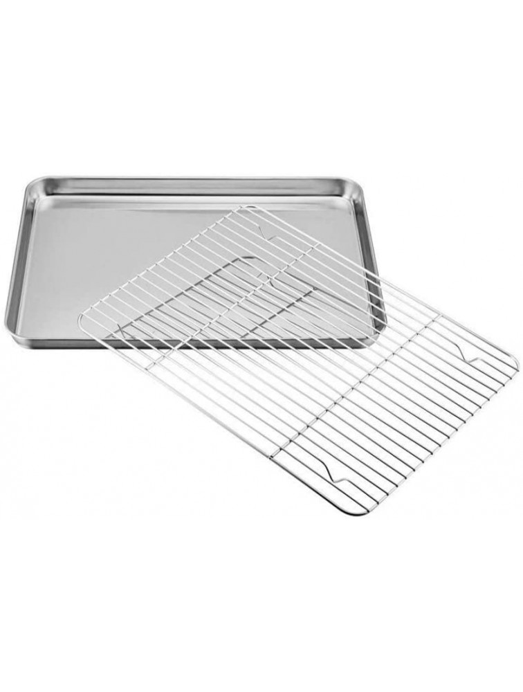 Baking tray with cooling grid stainless steel baking pan baking tray and cooling grid for baking cooling serving healthy & non-toxic easy to clean and dishwasher-safe 1 tray + 1 grillage - B8XEHIYPI