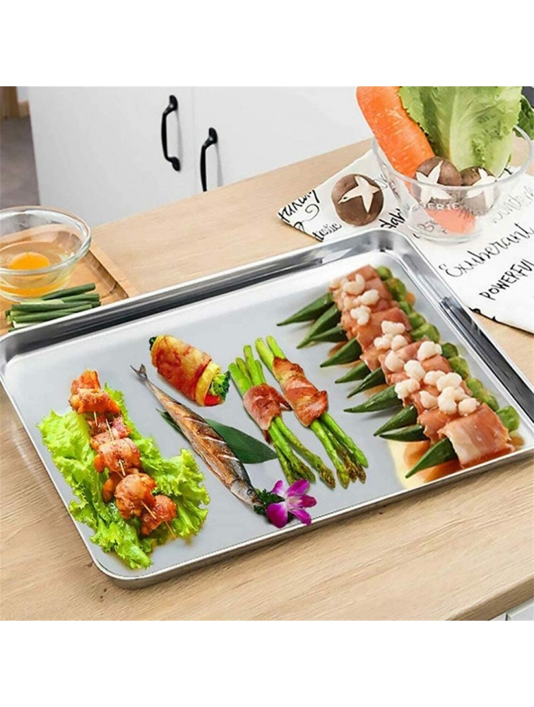 Baking tray with cooling grid stainless steel baking pan baking tray and cooling grid for baking cooling serving healthy & non-toxic easy to clean and dishwasher-safe 1 tray + 1 grillage - B8XEHIYPI
