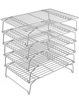Cooling Rack P&P CHEF 5-Tier Stainless Steel Stackable Baking Cooking Racks for Cooling Roasting Grilling Collapsible & Heavy Duty Oven & Dishwasher Safe 15’’x10’’ - BKZV0QBPK