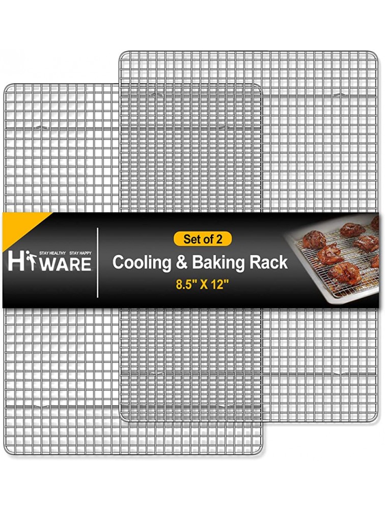 Hiware 2-Pack Cooling Racks for Baking 8.5" x 12" Quarter Size Stainless Steel Wire Cookie Rack Fits Quarter Sheet Pan Oven Safe for Cooking Roasting Grilling - BZ63DZYXY