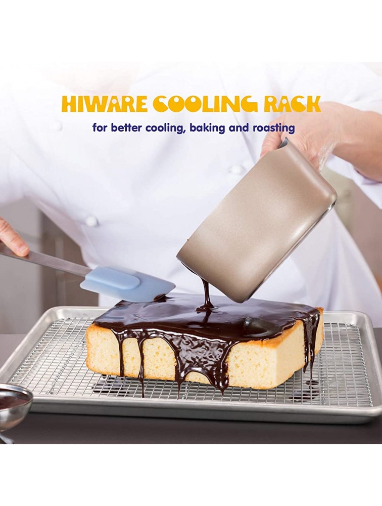 Hiware 2-Pack Cooling Racks for Baking Stainless Steel Wire Rack Baking Rack Oven Rack Cookie Rack Oven Safe Rust-Resistant Rack for Cooking Baking Roasting and Grilling Fit Half Sheet Pan - BF2OU4JQC