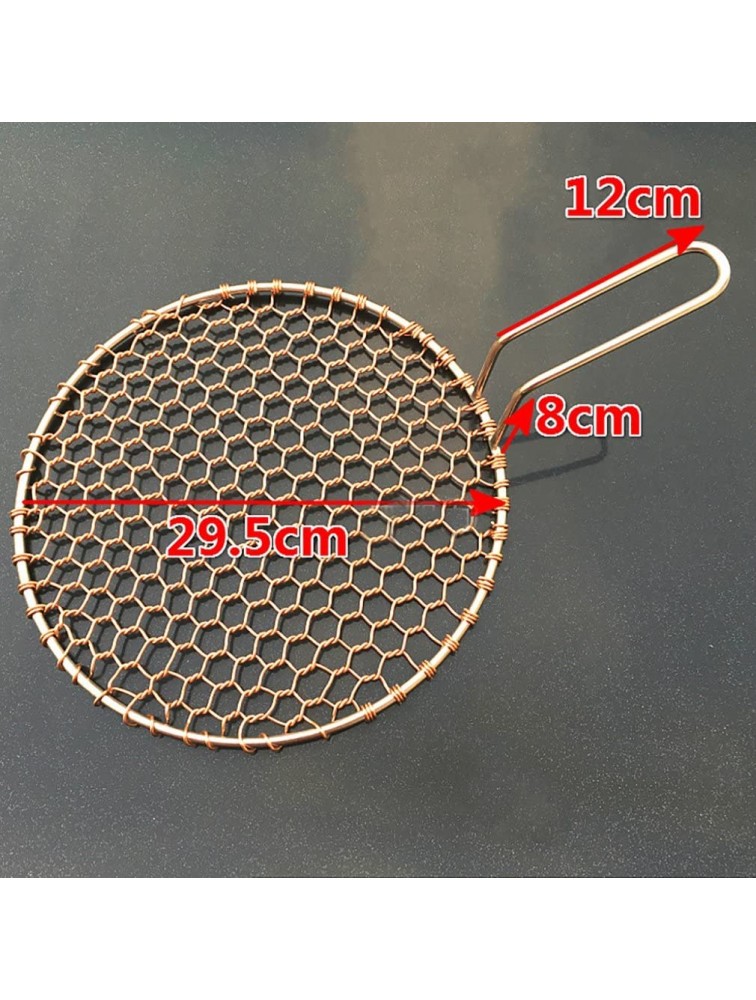 InBlossoms Copper Barbecue Grill Netting with Handle Round Barbecue Wire Mesh Steaming Cooling Baking Net for Korean BBQ - BV91V2R5R