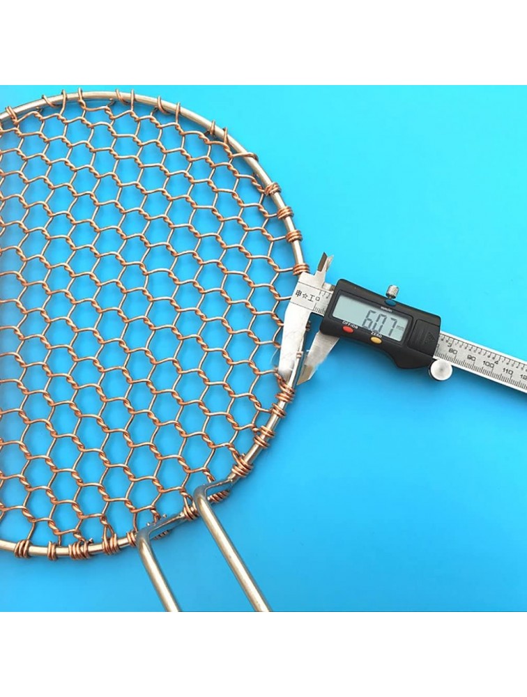 InBlossoms Copper Barbecue Grill Netting with Handle Round Barbecue Wire Mesh Steaming Cooling Baking Net for Korean BBQ - BV91V2R5R