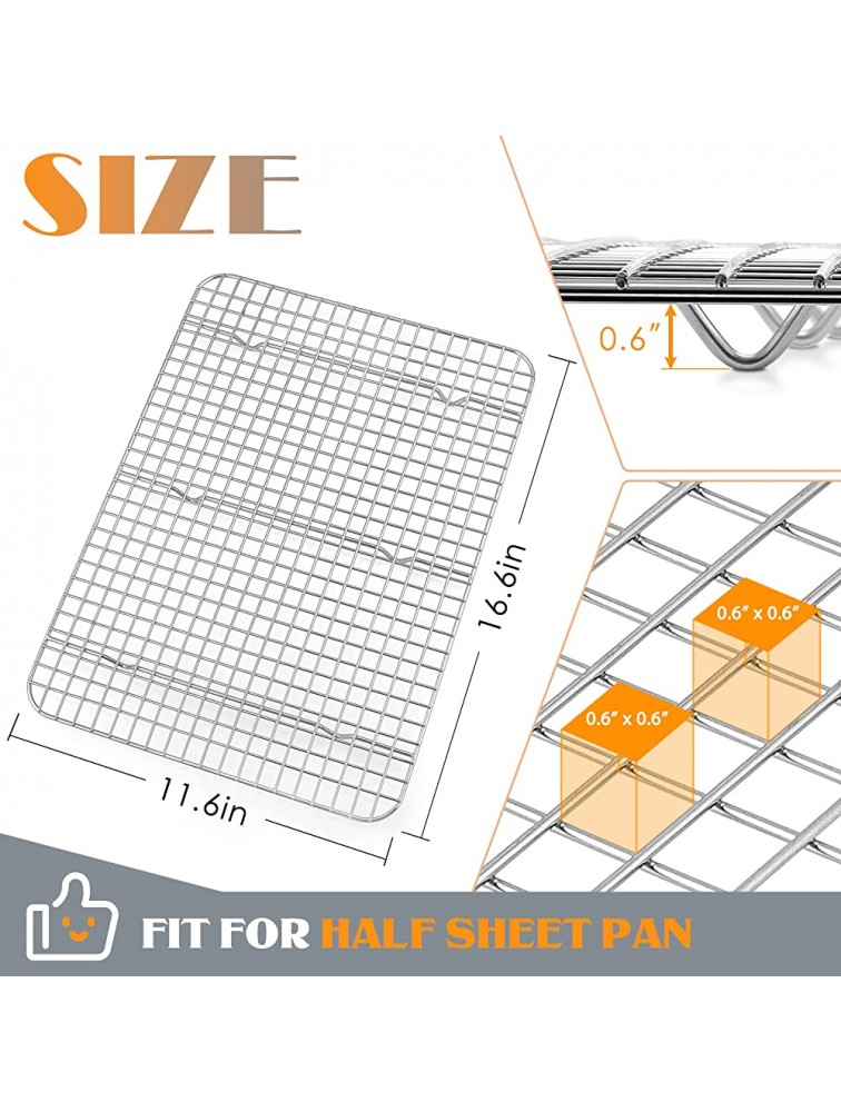 Oven Safe Cooling Rack Set of 2 E-far Baking Racks for 1 2 Sheet Pan 16.6” x 11.6” Stainless Steel Wire Rack for Cooking Roasting Grilling Cookie Cake Bacon Non-toxic Metal & Dishwasher Safe - B2ZQIERXH