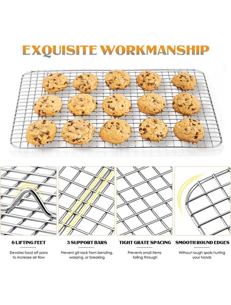 Oven Safe Cooling Rack Set of 2 E-far Baking Racks for 1 2 Sheet Pan 16.6” x 11.6” Stainless Steel Wire Rack for Cooking Roasting Grilling Cookie Cake Bacon Non-toxic Metal & Dishwasher Safe - B2ZQIERXH