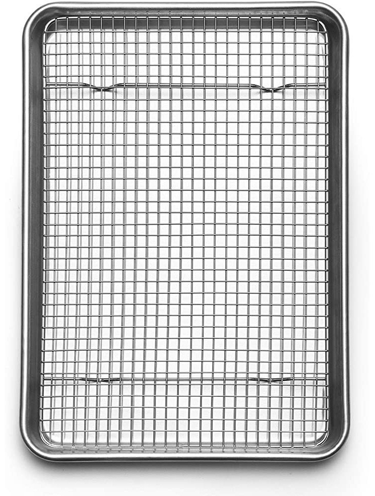 Oven Safe Heavy Duty Stainless Steel Baking Rack & Cooling Rack 10 x 15 inches Fits Jelly Roll Pan - B9EDQOKMO
