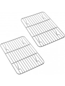 P&P CHEF Baking Rack Pack of 2 Stainless Cooling Rack for Cooking Baking Roasting Grilling Drying Rectangle 8.6'' x 6.2'' x0.6'' Fits Small Toaster Oven Oven & Dishwasher Safe - B9H75HKR4