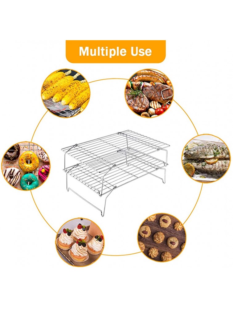 TeamFar Cooling Rack 4 Tiers Stainless Steel Wire Rack for Baking Roasting Broiling Cooking Healthy & Durable Dishwasher & Oven Safe Stackable & Collapsible Firmly Weld & Smooth Surface 15”x10” - BR9EB6HEO