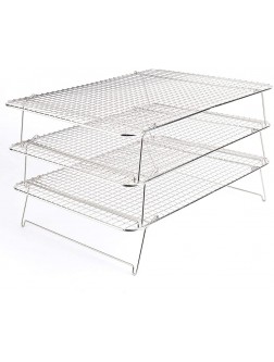 Tebery 304 Grade Stainless Steel Baking Rack 3-Tier Stackable Cooling Rack Set for Baking Cooking Grilling 16.5” x 12” - BFFA2C1KL