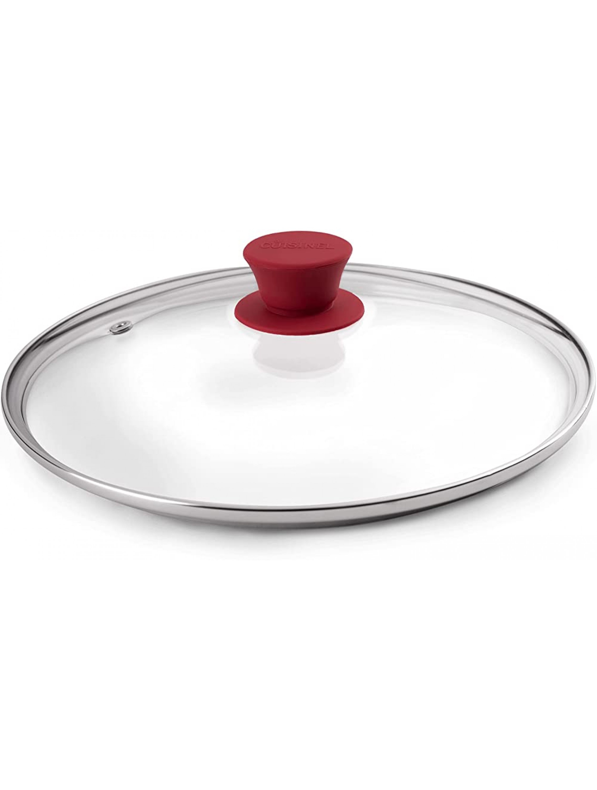 Glass Lid with Steam Vent Hole 10-Inch 25.4-cm Compatible with Lodge Cast Iron Skillet Pan Fully Assembled Universal Replacement Cover Tempered and Oven Safe Reinforced Stainless Steel Rim - BJ83ZOH6O