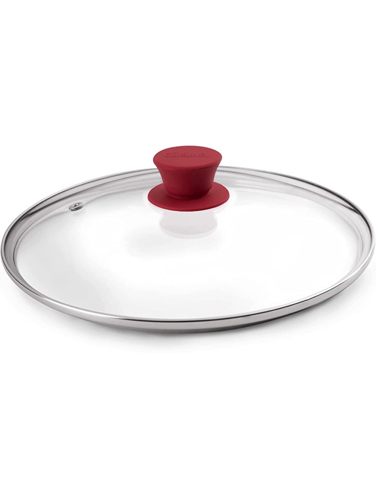 Glass Lid with Steam Vent Hole 10"-Inch 25.4-cm Compatible with Lodge Cast Iron Skillet Pan Fully Assembled Universal Replacement Cover Tempered and Oven Safe Reinforced Stainless Steel Rim - BJ83ZOH6O