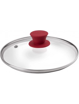 Glass Lid with Steam Vent Hole 8"-Inch 20.32cm Compatible with Lodge Cast Iron Skillet Pan Fully Assembled Universal Replacement Cover Tempered and Oven Safe Reinforced Stainless Steel Rim - BDCVYP2JH