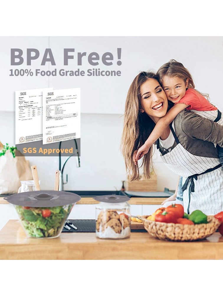 Silicone Lids for Pots and Pans Silicone Lids for Food and Bowl Covers Silicone Covers for Food Safe BPA Free Silicone Bowl Covers Silicone Food Covers Silicone Pot Cover Microwave CoverGray - BG8J72PWP