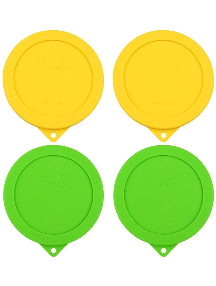 Sophico 4 Cup Round Silicone Storage Cover Lids Replacement for Anchor Hocking and Pyrex 7201-PC Glass Bowls Container not Included Yellow-Green - BAZ12BGCT