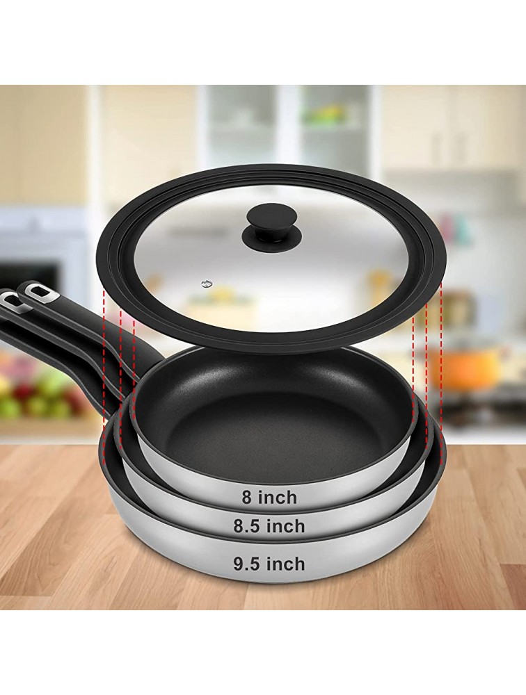 Universal Lid for Pots Pans and Skillets Tempered Glass Lid with Heat Resistant Silicone Rim Fits 8 9.5 Diameter Cookware Replacement Lid for Frying Pan and Cast Iron Skillet88.59.5 - B6TPWN354
