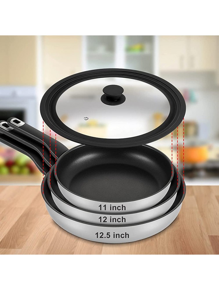 Universal Lid for Pots Pans and Skillets Tempered Glass Lid with Heat Resistant Silicone Rim Fits 11 12.5 Diameter Cookware Replacement Lid for Frying Pan and Cast Iron Skillet 111212.5 - BM7UP4AIR