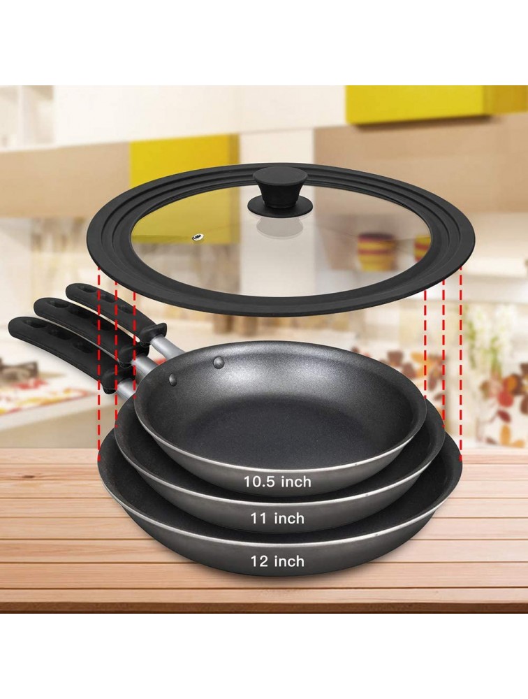 Universal Lid for Pots,Pans and Skillets Tempered Glass with Heat Resistant Silicone Rim Fits 10.5 11 and 12 Diameter Cookware ,Black - BH2CQ48CE