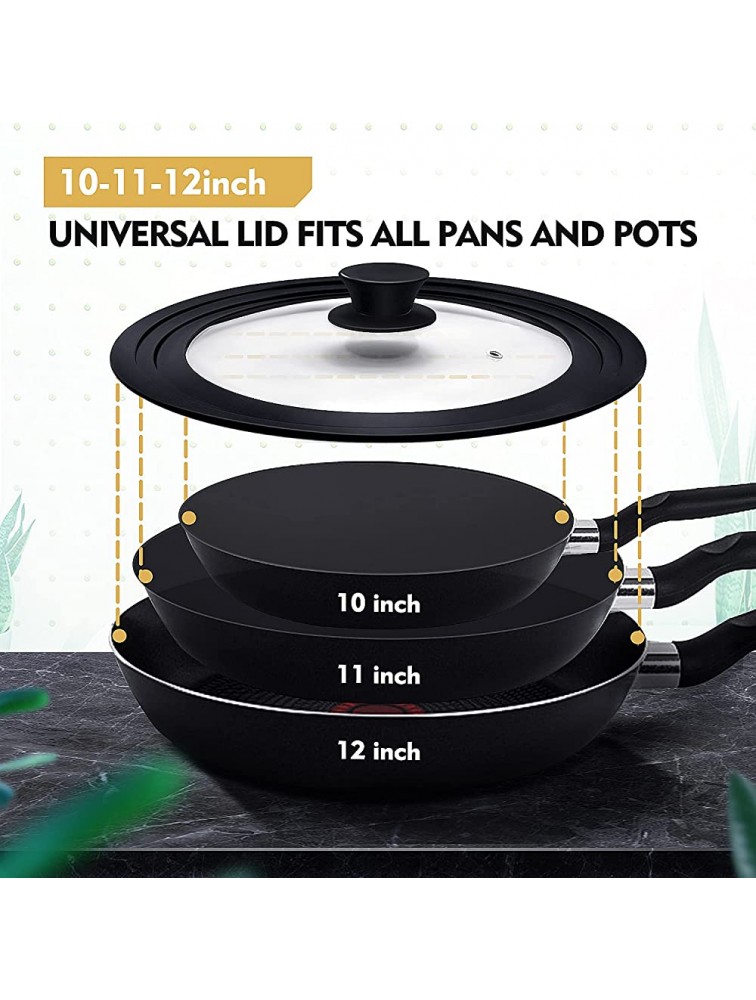 Ydeapi Universal Lid for Pots Pans and Skillets Pot Lid With Heat Resistant Silicone Rim and Tempered Glass,Fits 10 11 12 Diameter Pots and Pans - B9U1KD7PG