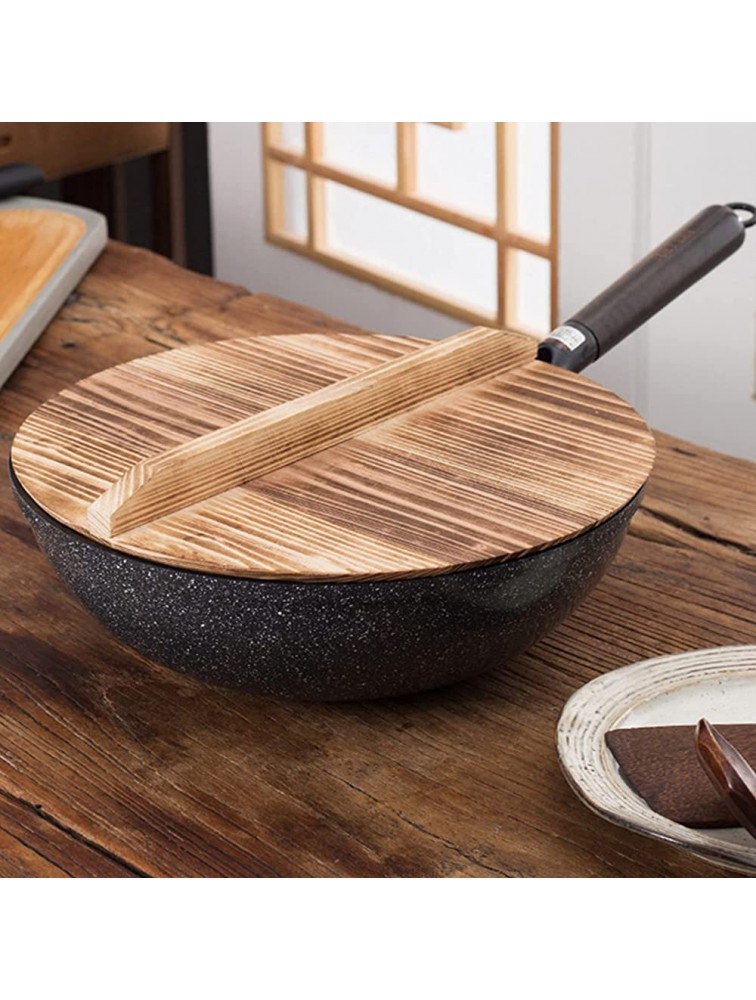 ZOOFOX Set of 2 Natural Wooden Wok Lid Cover 14 Wooden Handmade Lid for Wok Anti-Overflow Healthy and Eco-friendly Fir Wood Pot cover - BTC8475KU
