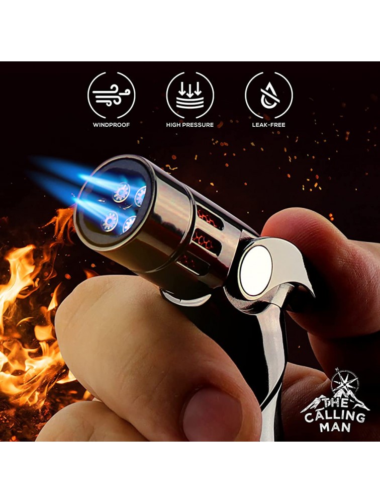 Active Kitchen 4 Flame Refillable Butane Hand Torch Lighter Smoked Cocktails Charcuterie Cocktails Bourbon Whiskey BBQ Desserts | Culinary Kitchen Blow Torch use with The Calling Man Cocktail Smoker - BGM7QKJ3Y