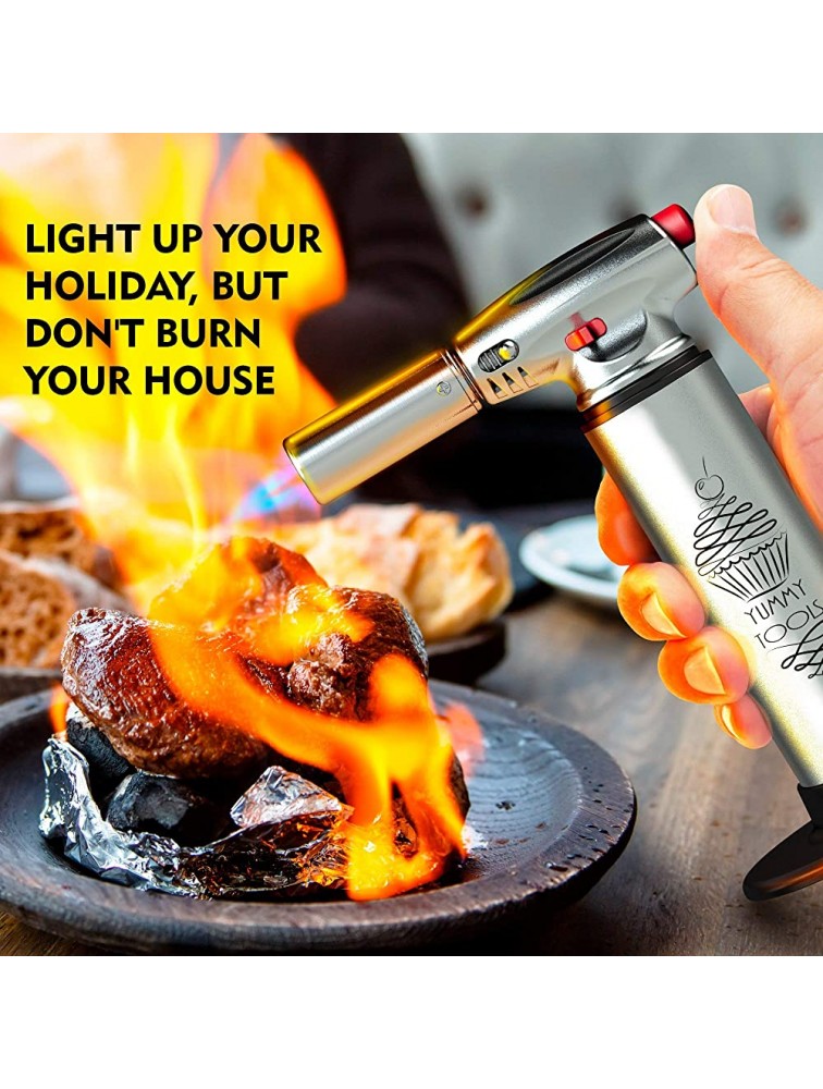 BEST CULINARY TORCH Chef Torch for Cooking Crème Brulee Aluminum Hand Butane Kitchen Torch Blow Torch with Adjustable Flame Cooking Torch Perfect for Baking BBQs Crafts + Recipe eBook - BLJBYZDKN