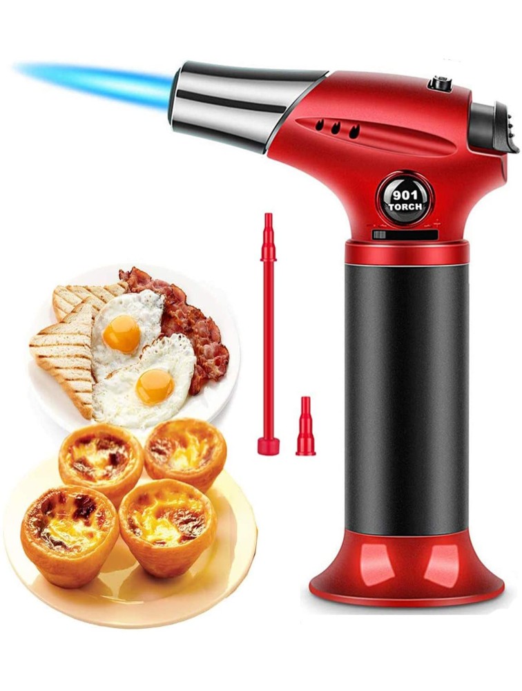 Blow Torch lights ,Culinary lighter torch with Safety Lock,Refillable Butane Torch with Adjustable Flame Red - BCL9LLZ1I