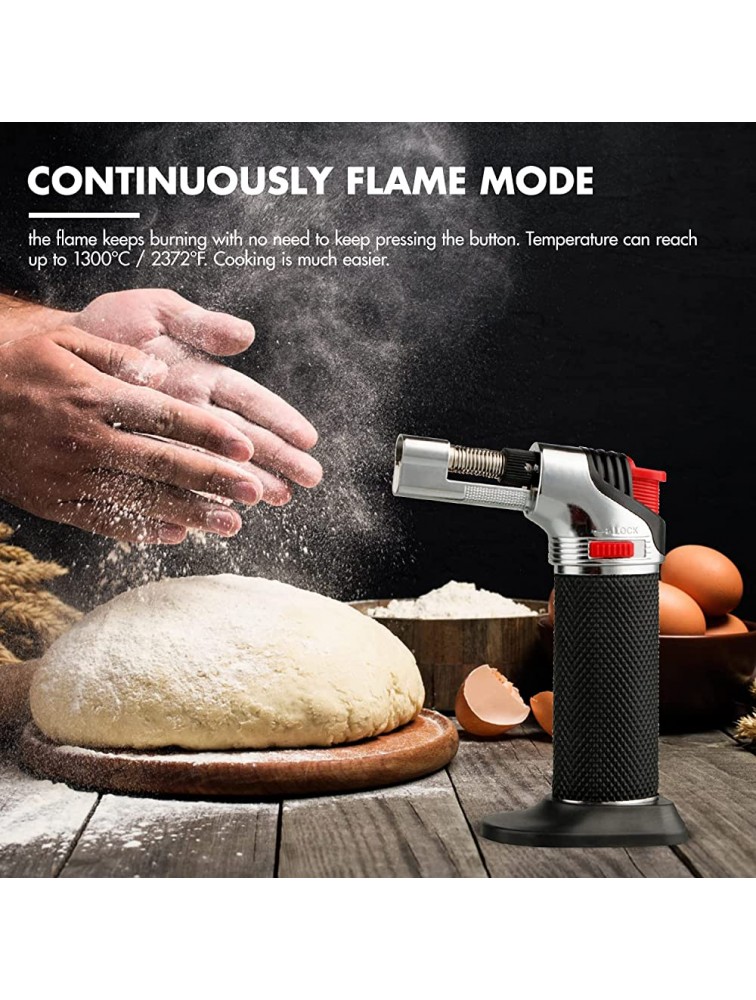 Butane Torch Blow Torch Kitchen Torch Lighter with Safety Lock Triple Adjustable Flame Size for BBQ Cooking Cream Cake Baking Butane Gas Not Included - BBFM3U3EX