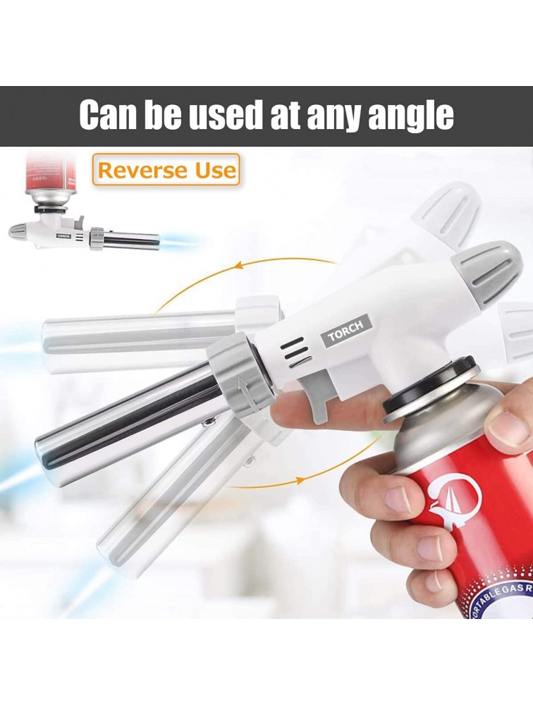 Butane Torch Kitchen Blow Lighter Gas burner Culinary Torches Chef Cooking Professional Adjustable Flame with Reverse Use for Creme Brulee BBQ Camp Baking Jewelry welding Butane Not Included - BA3BRG1HY
