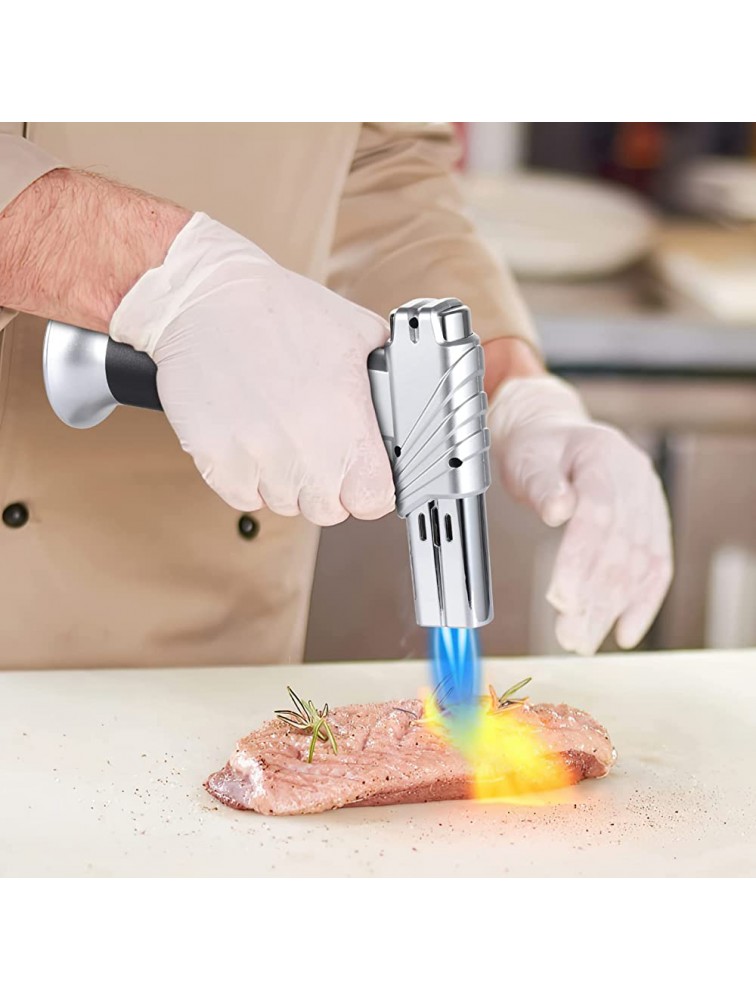 Butane Torch Lighter Double Flame Kitchen Cooking Torch Lighter Adjustable Refillable Butane Lighter Blow Torch with Safety Lock for Creme Brulee BBQ Baking Desserts Without Butane - BS4BV3R5P
