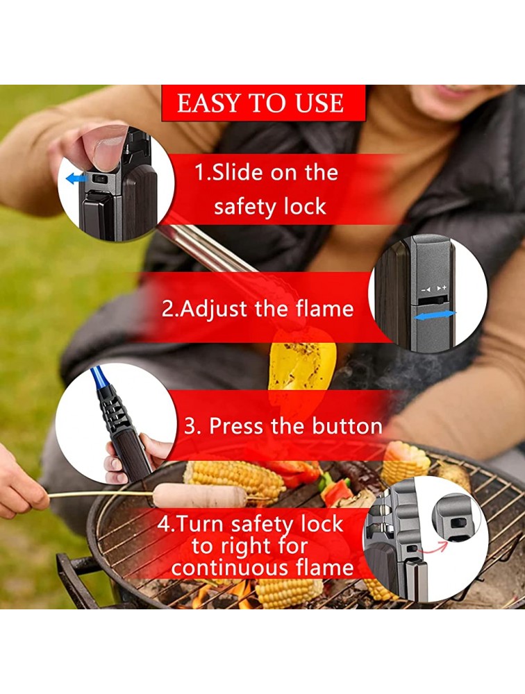 Butane Torch Lighter Refillable Kitchen Culinary Cooking Blow Torch with Safety Lock Windproof Adjustable Jet Flame Lighter for Creme Brulee BBQ Baking Cigar Camping Mens Gifts Without Gas - B5LRVVTVN