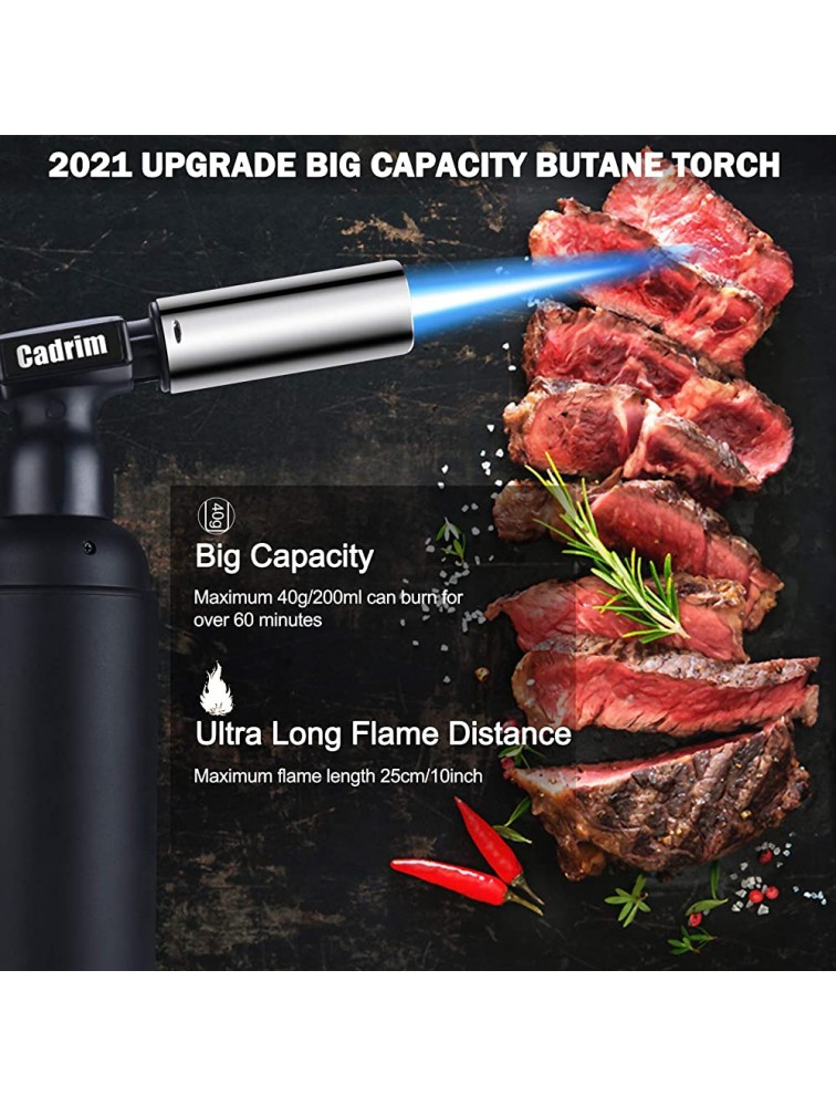 Butane Torch Powerful and Strong Kitchen Torch Lighter with Safety Lock and Adjustable Flame Refillable Blow Torch for Creme Brulee Baking Desserts and Searing - BUQVIJH9Q