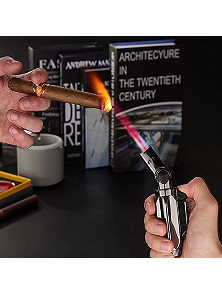 Butane Torch Refillable Kitchen Cooking Blow Torch 4 Jet Flame Lighter Professional Adjustable Flame Mini Torch Lighter for Desserts Soldering BBQ and Baking Butane Gas Not Included - B18DMIZ3J
