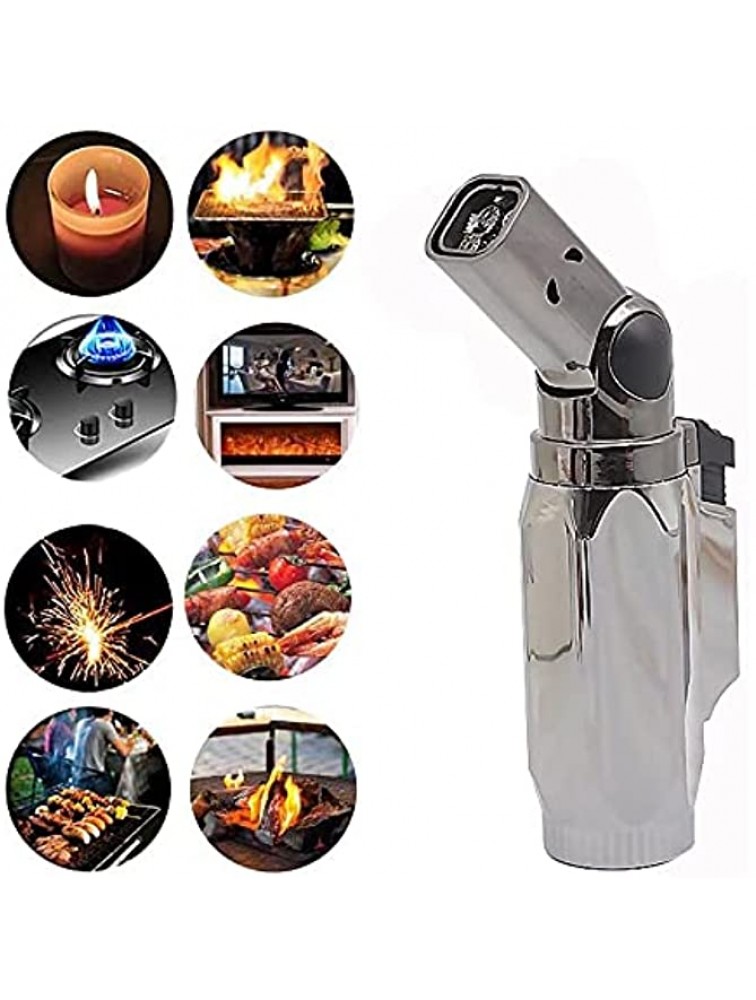 Butane Torch Refillable Kitchen Cooking Blow Torch 4 Jet Flame Lighter Professional Adjustable Flame Mini Torch Lighter for Desserts Soldering BBQ and Baking Butane Gas Not Included - B18DMIZ3J