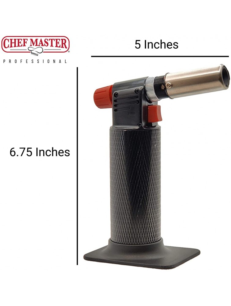 Chef Master 90268 Chef's Cooking Torch | Kitchen Blow Torch | Adjustable Flame | Self-Igniting Piezo Trigger Ignition | Easy and Safe Operation | Quick Refill | Ergonomic Design - BMRMGPDHV