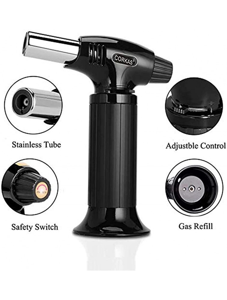 CORKAS Butane Torch Lighter Professional Refillable Kitchen Blow Torch Cooking Torch with Adjustable Flame Culinary Torch for Desserts Creme Brulee BBQ and Baking Butane Fuel Not Included - BWGWDT0T7