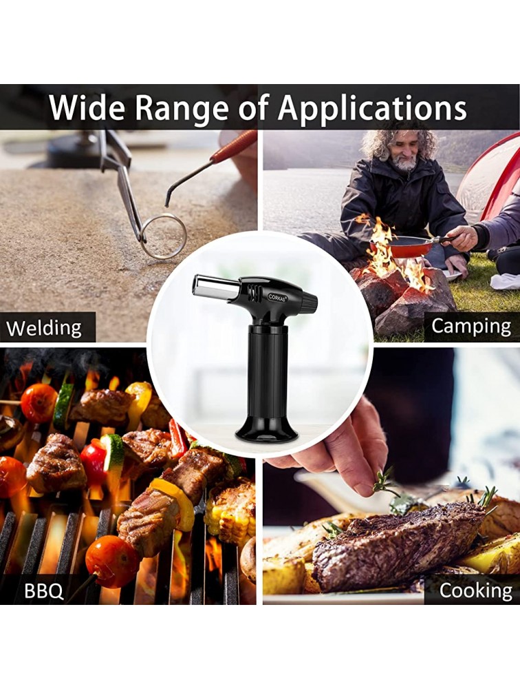 CORKAS Butane Torch Lighter Professional Refillable Kitchen Blow Torch Cooking Torch with Adjustable Flame Culinary Torch for Desserts Creme Brulee BBQ and Baking Butane Fuel Not Included - BWGWDT0T7